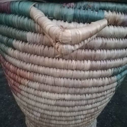 Large basket with lid used, height 58 cm diameter 50 cm