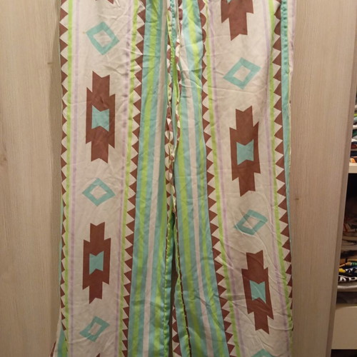 Fullah Sugah summer palazzo pants used, size M 38 10, white and green