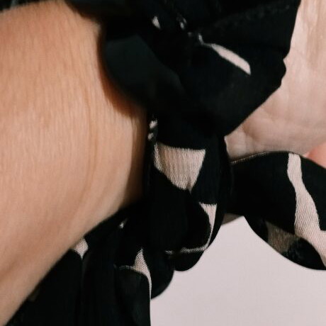 Handmade Muslin Viscose Bracelet with Black Rings, new