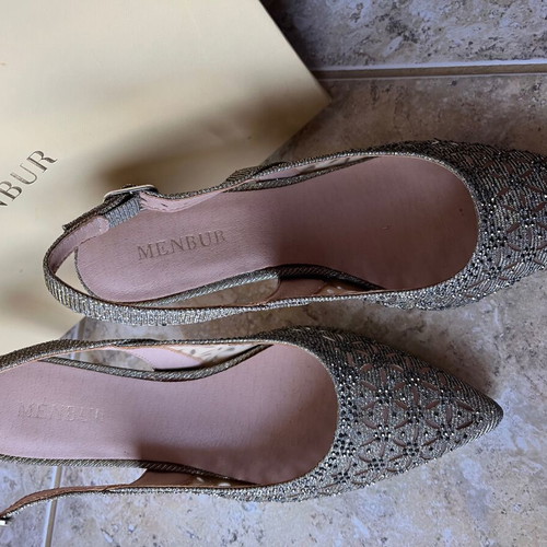 Menbur slingback pumps like new, gold with crystals, size 37