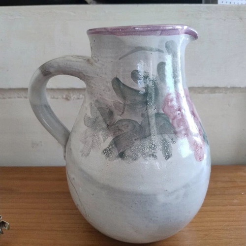 Large handpainted clay jug like new with beautiful designs