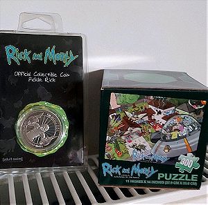 Rick and Morty πακέτο, Παζλ και Νόμισμα, Σφραγισμένα. Puzzle and coin.