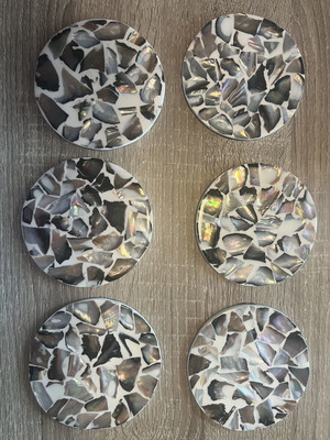 Coasters mosaic set of 6 made of natural shell with non-slip base