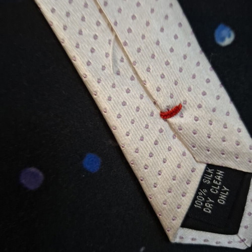 Berto Lucci silk tie, cream with subtle polka dots
