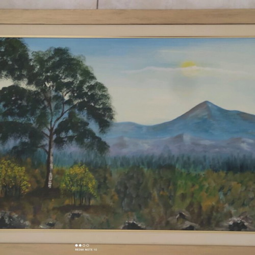Signed painting used with embossed texture 104x53cm