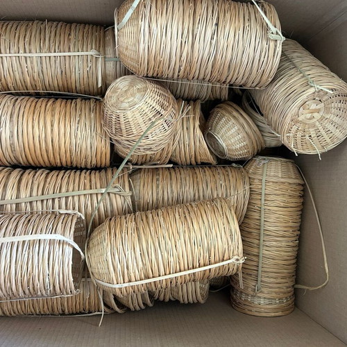 Set of 100 round wicker baskets, 12 cm