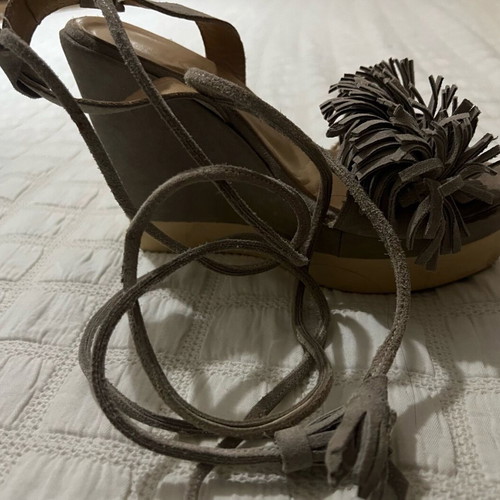 Tucino platform sandals used, natural suede, beige