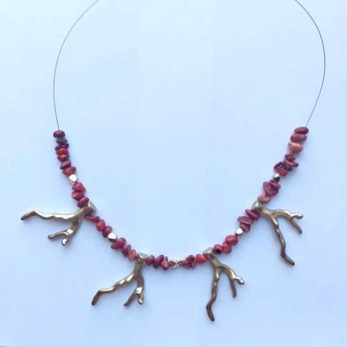 Zara necklace faux coral statement summer jewelry, like new