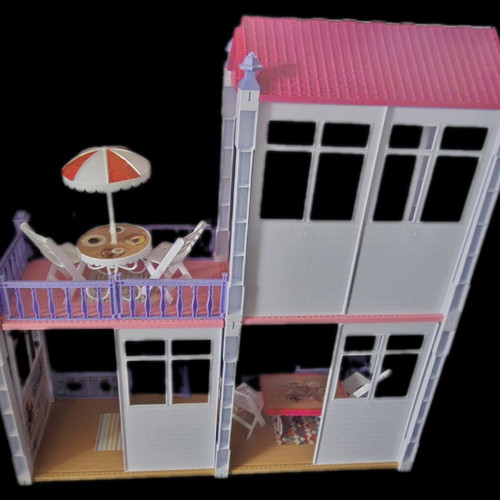 Dollhouse with furniture and doll like new