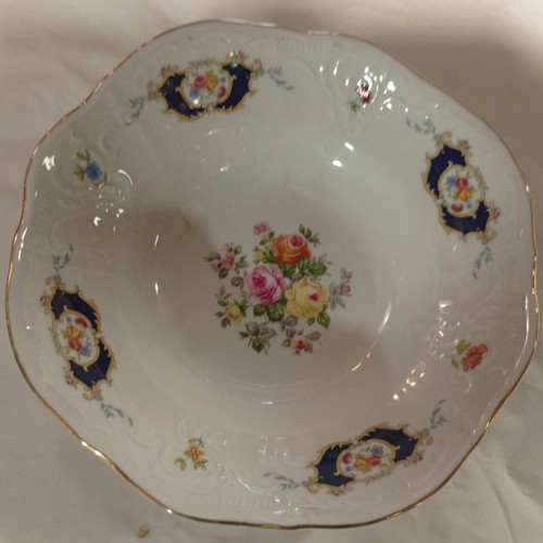 Bernadotte porcelain serving bowl with cobalt blue and floral design