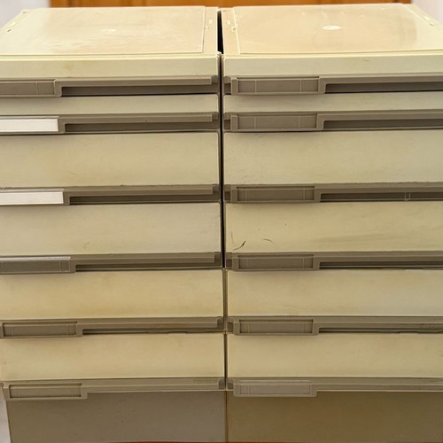 Plastic Office Drawer Unit with 12 Drawers used, beige
