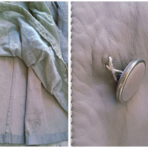 Vintage women's leather coat used, beige, size M