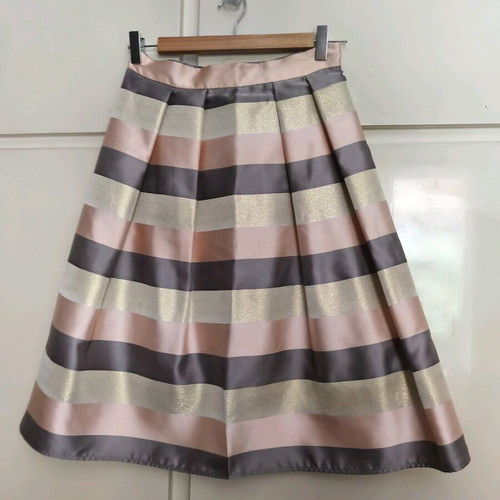 Midi skirt XS with stripes and metallic details, new
