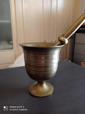 Old brass mortar unused