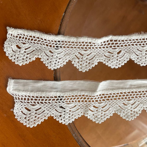 Handmade crochet lace used for towels and pillowcases