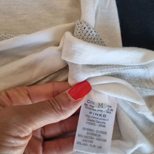 Pinko top with rhinestones, size M, like new, white and silver