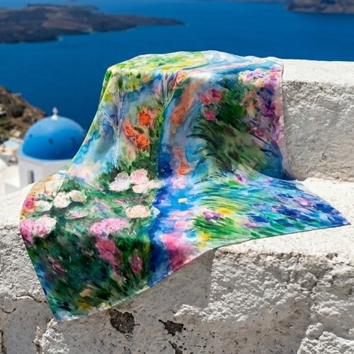 Ζωγραφιά σε μετάξι Claude Monet Inspiration 68x68 εκ. καινούργιο