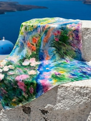 Ζωγραφιά σε μετάξι Claude Monet Inspiration 68x68 εκ. καινούργιο