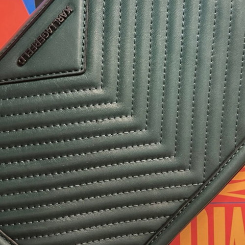 Karl Lagerfeld green quilted leather clutch bag used
