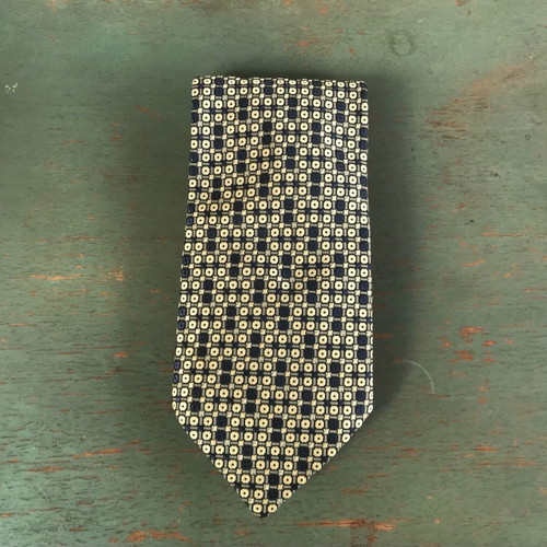Bonaparte silk tie used, blue and gold tones