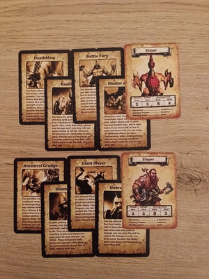 HeroQuest Slayer Hero card set with 8 skill cards like new