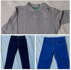 Benetton σετ αγόρι 7-8 χρονων 122-128 benetton μπλούζα/κοτλε και τζην παντελόνι