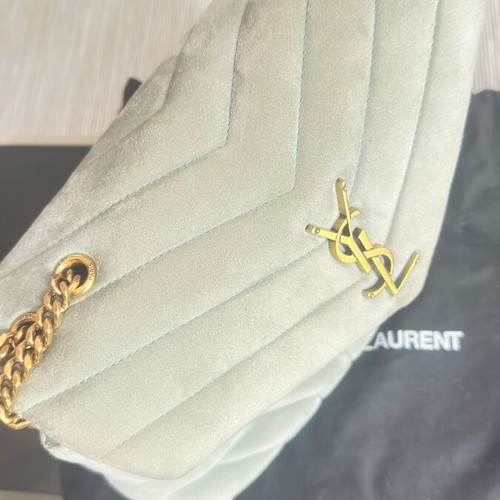 YSL Loulou shoulder bag like new, light blue gray suede leather