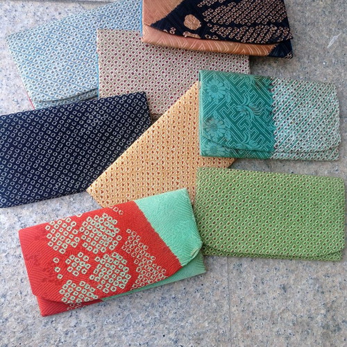 Fabric wallet cases used, all together