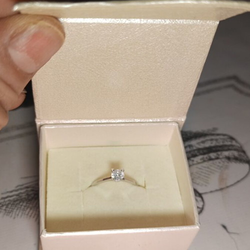 Ring with diamond and two hoops white gold 18k new