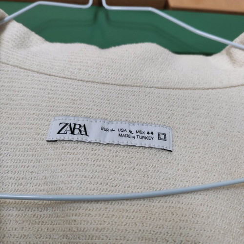 Zara men's shirt ecru new, cotton with rustic effect XL
