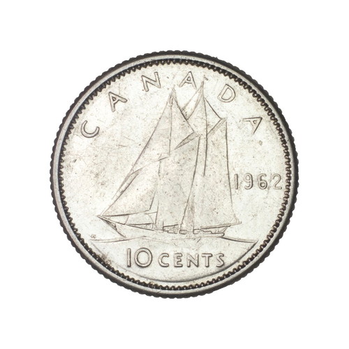 Canada Silver 10 Cents 1964 coin used