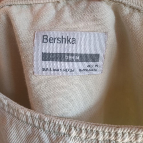 Bershka cotton denim pinafore mini dress, tie dye, mint and white