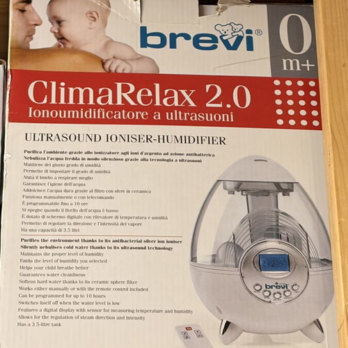 Brevi ClimaRelax 2.0 ultrasonic humidifier with ionizer, new