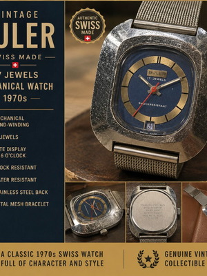Buler Vintage Swiss Made 17 Jewels Mechanical Watch 1970s
