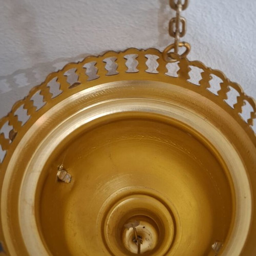 Hanging Church Oil Lamp gold color, like new, 65 cm
