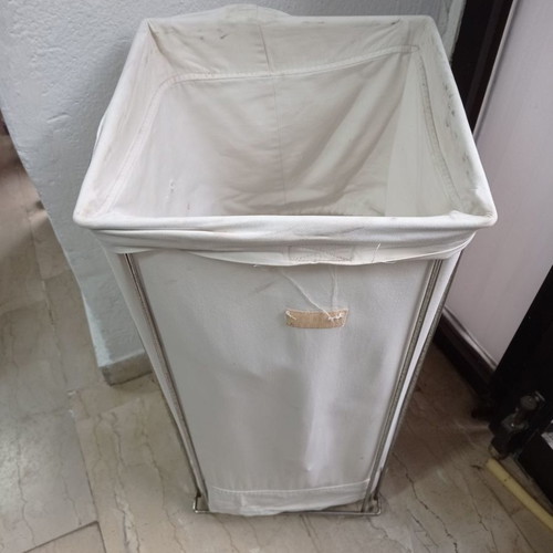 Laundry basket used, metal, fabric and wood