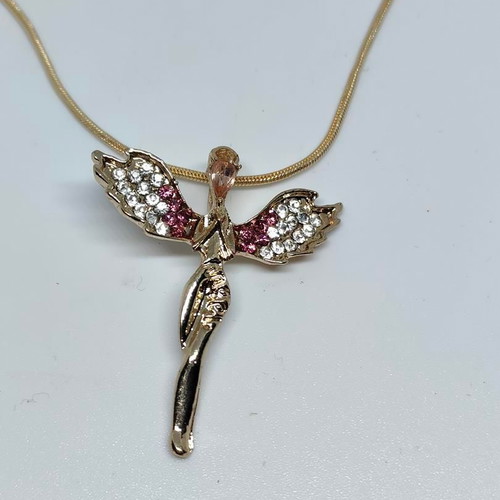 Angel pendant with chain and stones like new