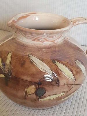 Ceramic handmade pitcher 1980 signed, like new