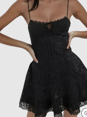 Innovare Denim Zamira Spaghetti Lace Mini Dress in Black new, size S