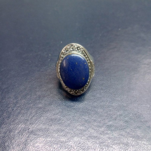 Silver 925 ring with Lapis Lazuli and marcasite, vintage style