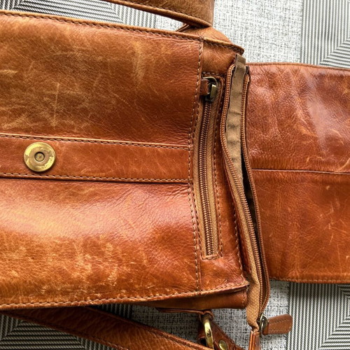 RCM leather shoulder bag used, brown