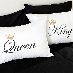 Ζεύγος μαξιλαροθήκες king&queen