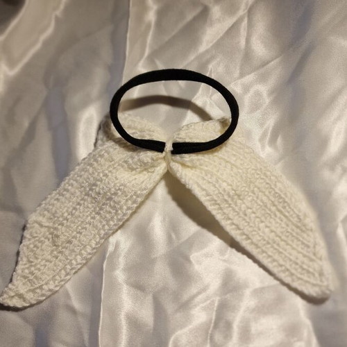 Handmade white bow ribbon hair tie new