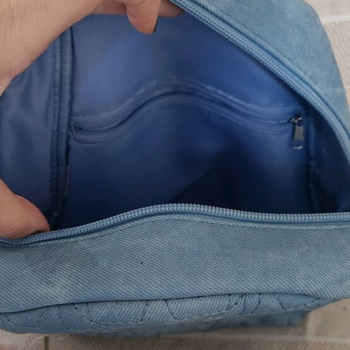 Blue backpack like new with subtle stars and pink pouch