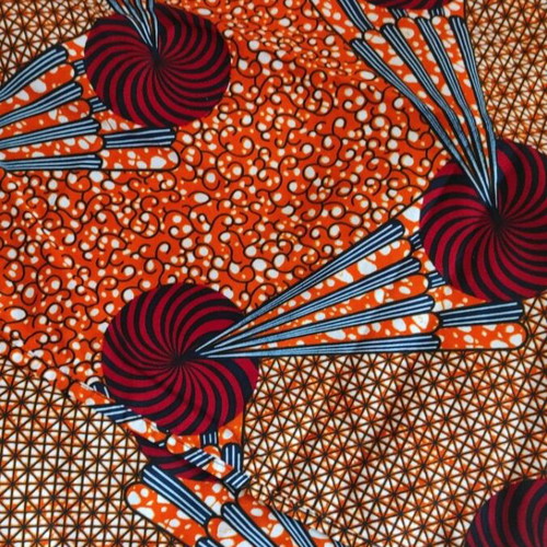 Head wrap made of authentic African wax fabric like new, multicolored