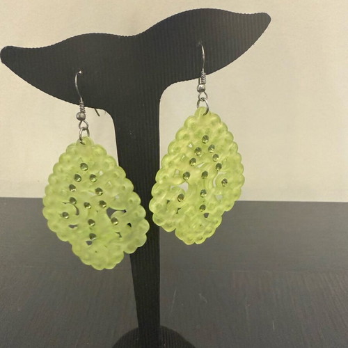 Earrings in lime shade with rhinestones like new