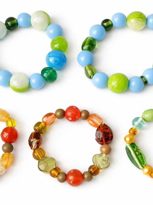 Handmade bracelets set of 5 with colorful elastic designs
