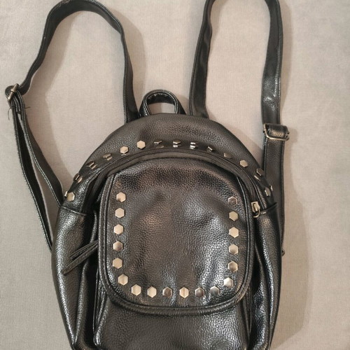 Black faux leather backpack like new with studs