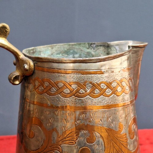 Copper jug used, folk art collectible