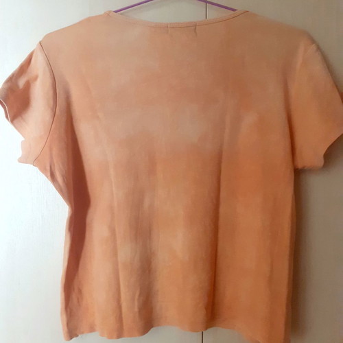 Women's Racoon collection t-shirt salmon with printed flowers and beads
